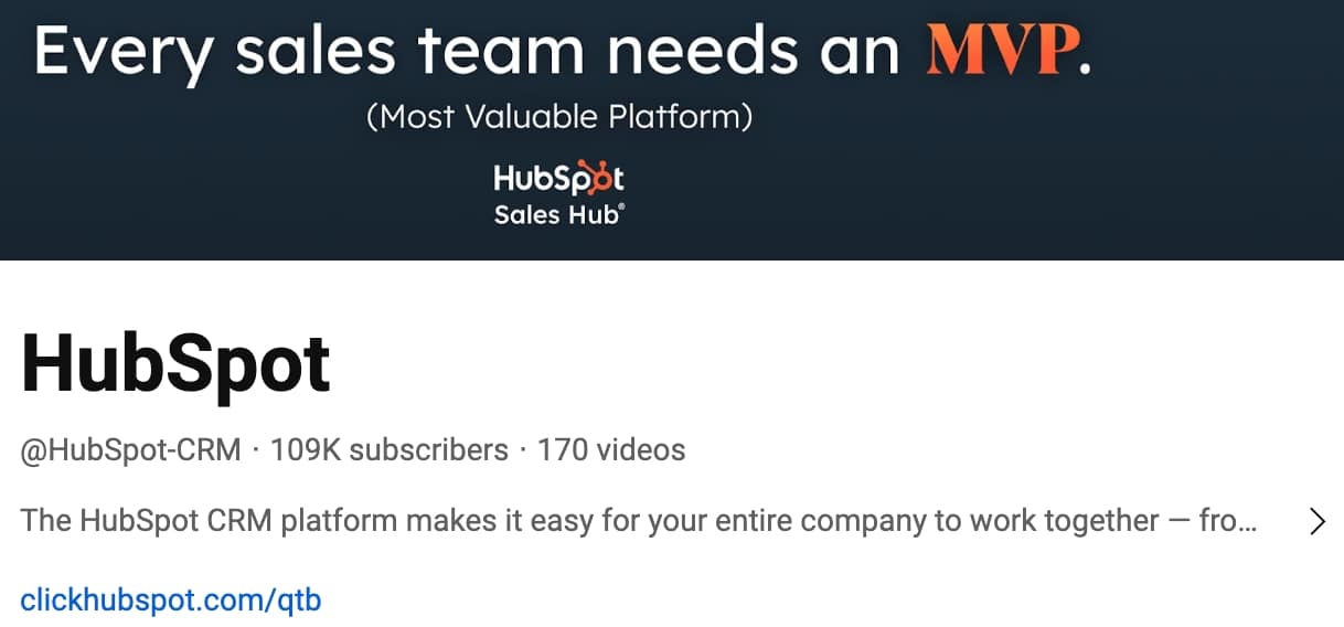 hubspot youtube's channel