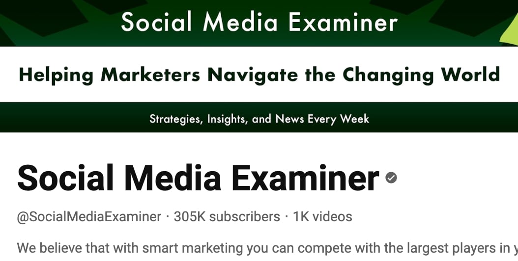 Social media examiner You tube channel