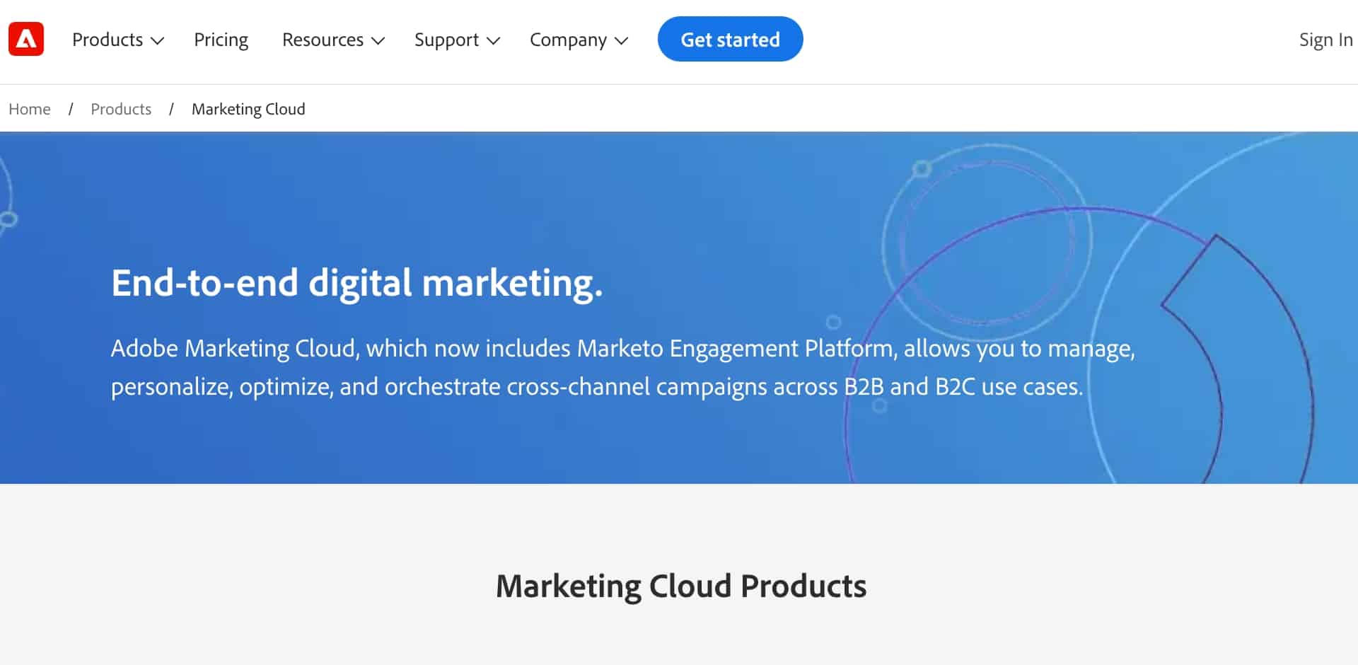 adobe b2c homepage